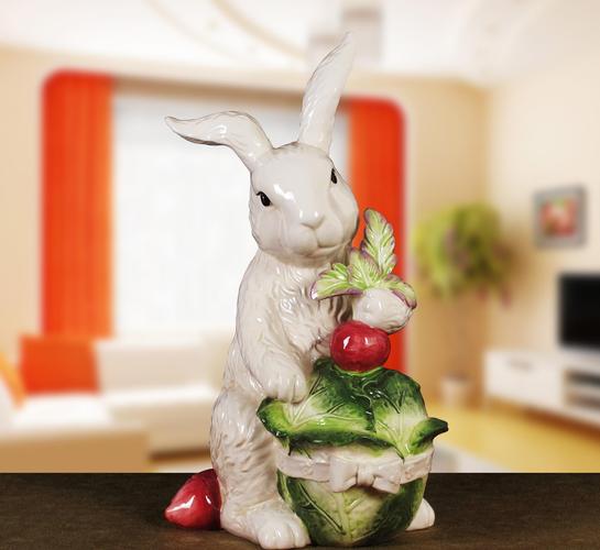 陶瓷工艺品摆件兔子装饰品客厅摆件厂家